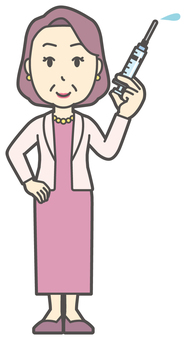  お金持ちマダム-151-全身 診察,おばさん,中年,女性,富裕層,マダム,裕福,お金持ち,ミセス,おばちゃんのイラスト素材