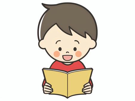 本を読む男の子 読書,本,読む,本読み,音読,読み聞かせ,文庫,小説,冊子,物語のイラスト素材