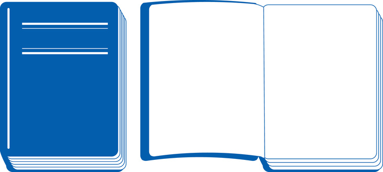 本デフォルメ 本,開く,ページ,印刷物,冊子,表紙,デフォルメ,青のイラスト素材