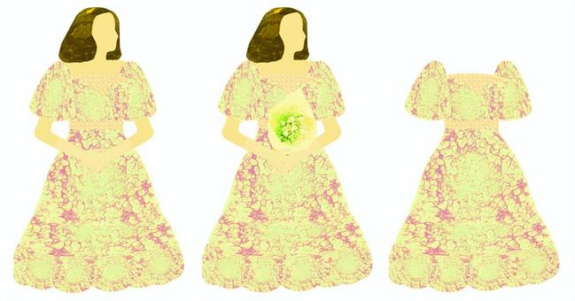 Illustration, dress, one piece, short sleeve, 