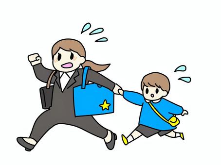 Illustration, pick up, a nursery school, kindergarten, 