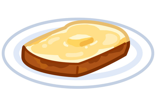 バタートーストのイラスト バタートースト,トースト,バター,食パン,パン,食品,食べ物,軽食,朝食,炭水化物のイラスト素材