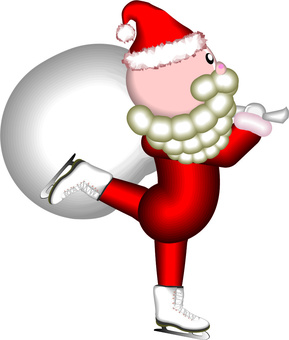 Illustration, navidad, santa claus, patinaje, 