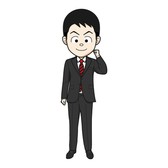 Office worker (male) doing a guts pose, , JPG, PNG and AI