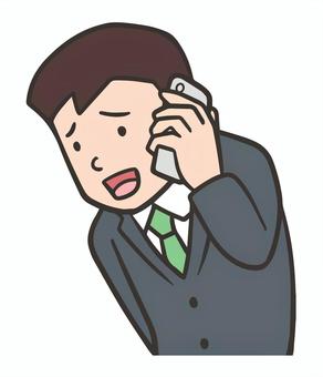 A man in a suit apologizes while on the phone, , JPG, PNG and AI