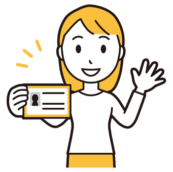  ロングヘア女性(黄)-546-バスト 免許証,女性,女の子,人物,かわいい,セキュリティ,学生証,身分証明,笑顔,バストアップのイラスト素材