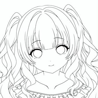 ハーフツインテールの女の子線画 ハーフツインテール,コスプレ,女子,女の子,美少女,萌え,アイコン,かわいい,フリー,無料のイラスト素材