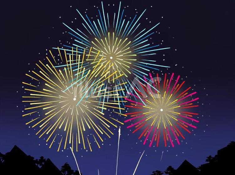 打ち上げ花火 打ち上げ花火,花火大会,夜のイラスト素材
