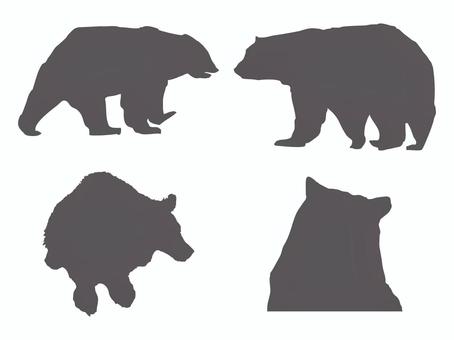 ヒグマのシルエットのセット
