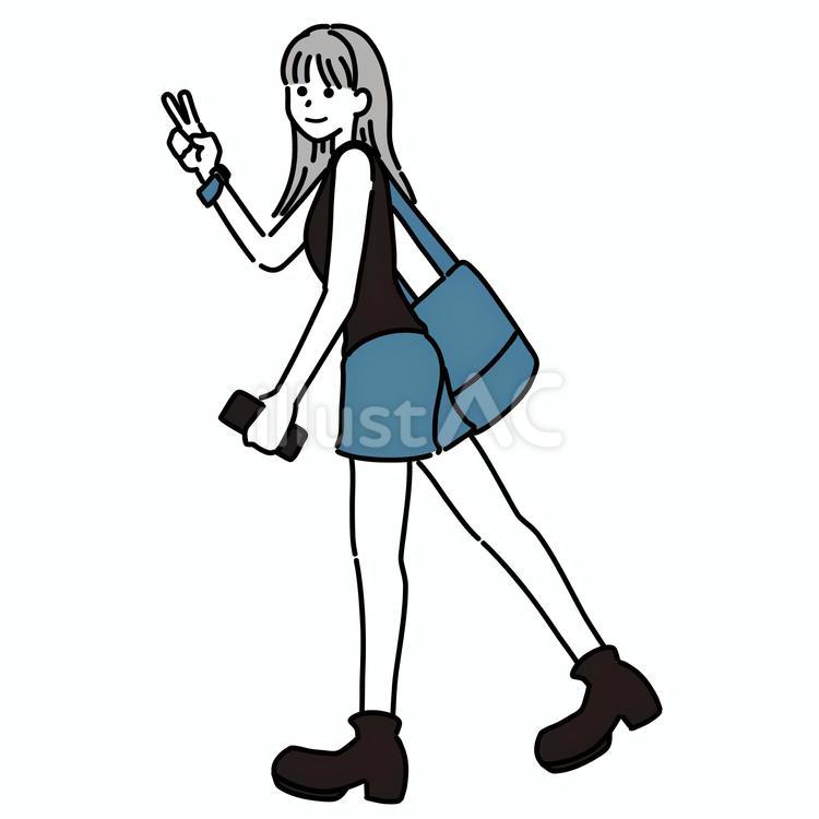 夏の服装をした女性 女性,若者,全身のイラスト素材