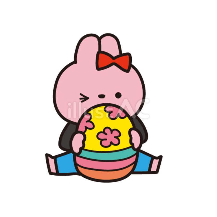 3月・4月動物（ウインクするウサギ、イースターエッグ ウサギ,イースターエッグ,復活祭のイラスト素材