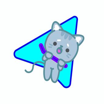 イラスト034 イラスト034 猫,ネコ,キャラクター,かわいい,動物,マスコット,チビキャラ,アニメ風,ブルー,グレーのイラスト素材