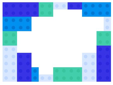 寒色系のオモチャのブロックフレーム ブロック,フレーム,寒色,おもちゃ,青色のイラスト素材