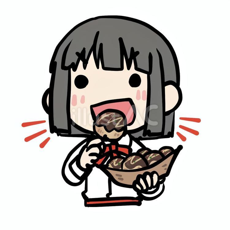たこ焼きを食べる少女 少女,たこやき,食べるのイラスト素材