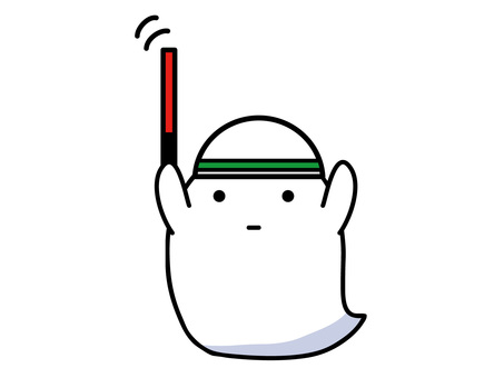 交通整理をする可愛いおばけのキャラクター おばけ,ゴースト,交通整理,警備,誘導,キャラクター,可愛い,手描き,安全,注意喚起のイラスト素材