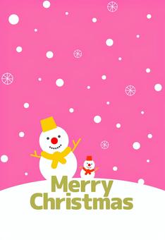 雪だるまのクリスマスカード 冬,背景,雪だるま,親子,クリスマス,雪,結晶,ポストカード,メッセージカード,縦のイラスト素材