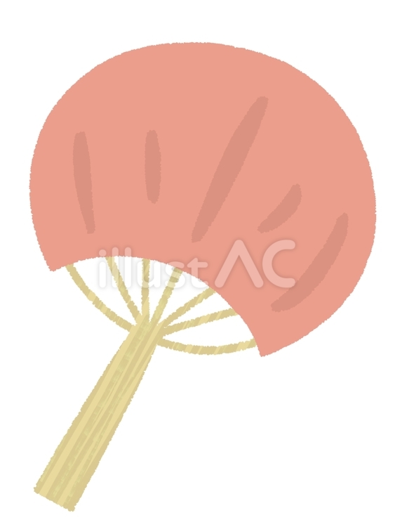 うちわ（赤色） 団扇,赤色,持ち手のイラスト素材