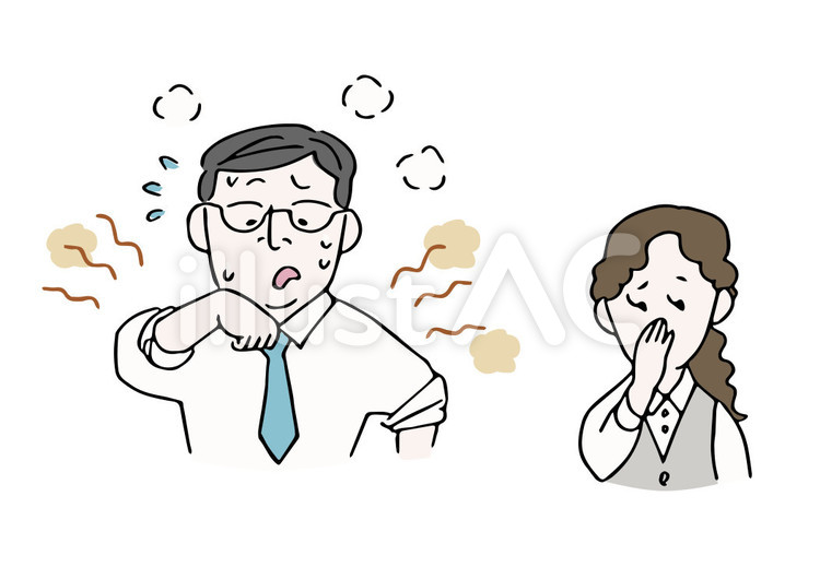 男性.体臭.サラリーマン.女性社員 人物,男性,中年のイラスト素材