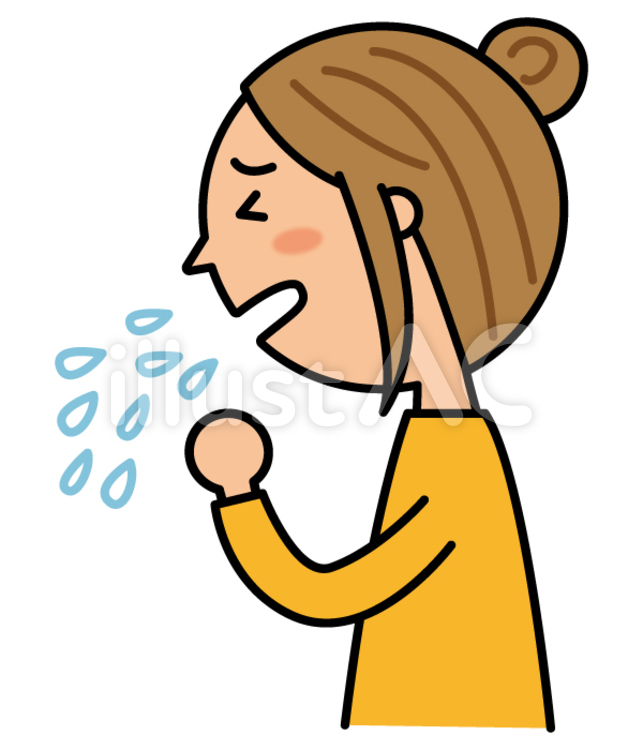 咳き込む女性 咳き込む,咳,セキのイラスト素材