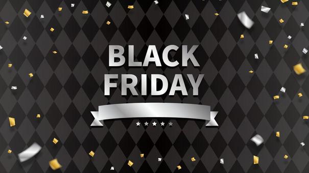 ブラックフライデー SALE バナー背景 黒,ブラックフライデー,11月,16:9,セール,バナー,背景,金,紙吹雪,キャンペーンのイラスト素材