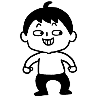 いたずらな顔のこども_全身 こども,子ども,表情,顔,いたずら,いじわる,たくらむ,にやり,うっしっし,悪だくみのイラスト素材
