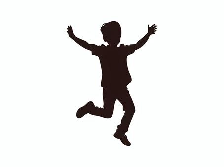 シルエット【男の子】5 人,全身,子供,男の子,ジャンプ,跳ねる,アクション,アイコン,シルエット,かげのイラスト素材