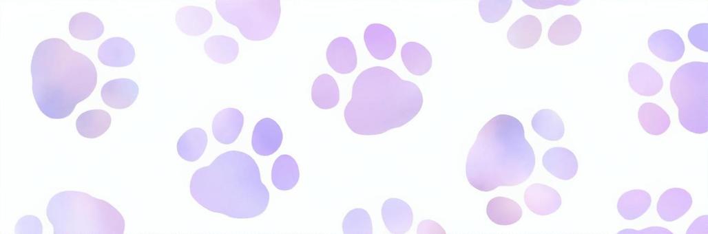 X ヘッダー／猫の足あと ヘッダー,猫,足あと,肉球,シンプル,トップ,見出し,タイトル,パープル,ツイッターのイラスト素材