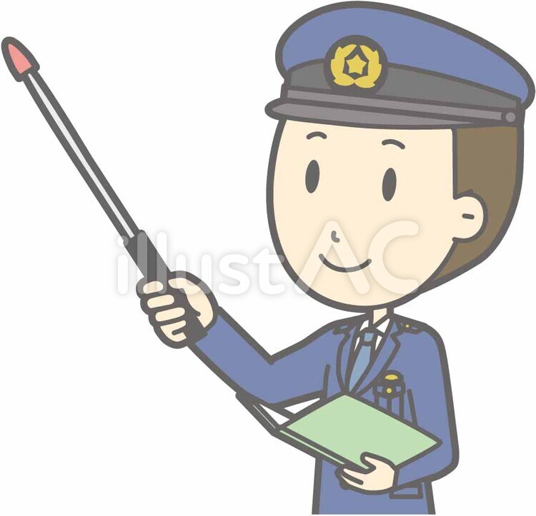 警察官男性a-指示棒3左斜-バスト 警察官男性a,警察官男性,シンプルのイラスト素材