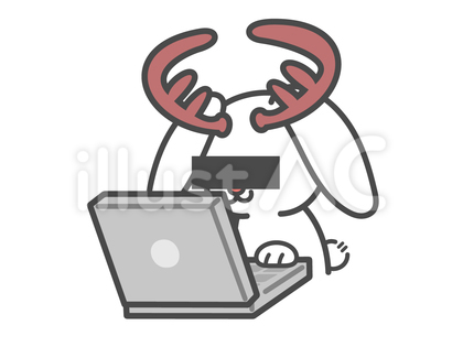 パソコンする匿名ジャッカロープ(白)