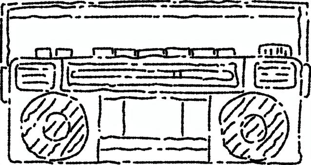 ラジカセ　線のみ ラジカセ,ラジオ,カセット,なつかし,音楽,プレーヤー,イラスト,線画,手描き,シンプルのイラスト素材