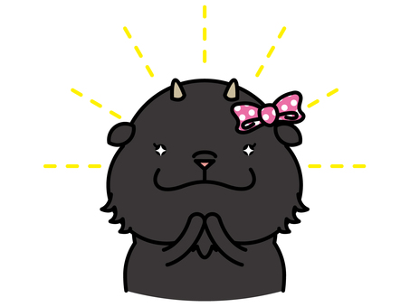 黒ヤギさん 憧れ 山羊,黒,憧れ,眼差し,輝き,キラキラ,集中線,リボン,動物,キャラクターのイラスト素材