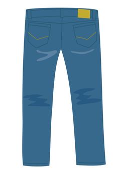 デニムのパンツ2 デニム,パンツ,ジーパン,ジーンズ,洋服,ファッション,カジュアル,作業着,綿,木綿のイラスト素材