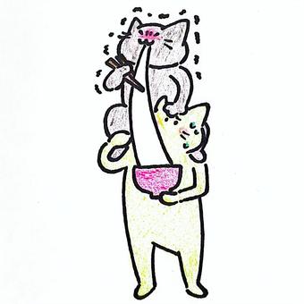 おもちがのびーるねこ おもち,お雑煮,おしるこ,正月,年賀状,冬,ねこ,ゆるかわ,ゆるキャラ,アイコンのイラスト素材