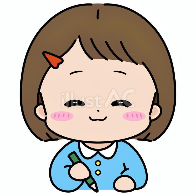楽しくお絵描きする女の子 幼稚園,保育園,子どものイラスト素材
