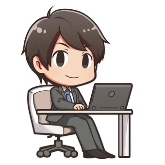 Illustration, male, computer, a smile, 