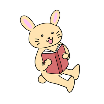 読書するうさぎ うさぎ,キャラ,ポップ,かわいい,本,読書,図書館,本屋,図書,趣味のイラスト素材