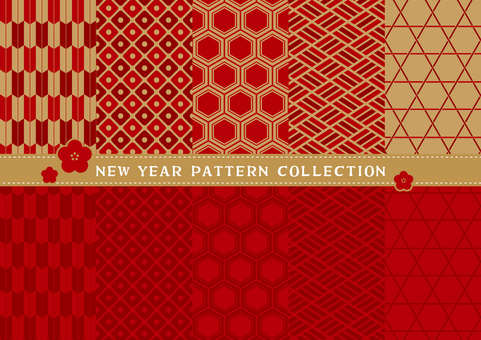 お正月背景パターン 和,柄,新春,正月,年末,年始,年賀状,新年,矢絣,鹿の子のイラスト素材