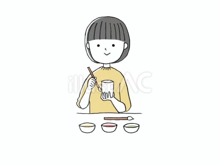 絵付け体験 絵付け,伝統工芸,体験のイラスト素材