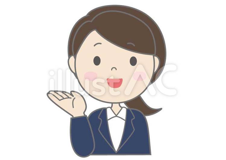 社会人（女・こちら） 案内,こちら,スーツのイラスト素材