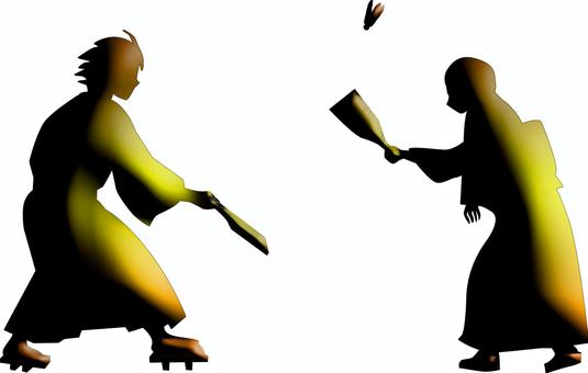 Illustration, battledore, confrontation, strike, 