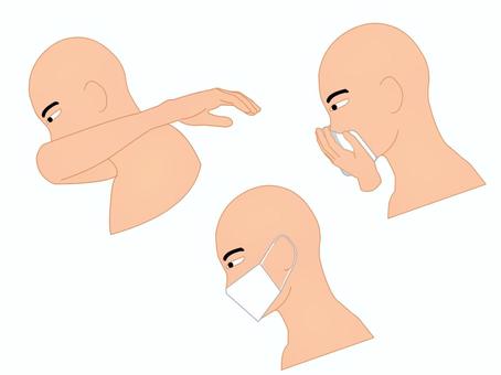 咳エチケット 咳エチケット 咳,風邪,感染症,人間,マスクのイラスト素材