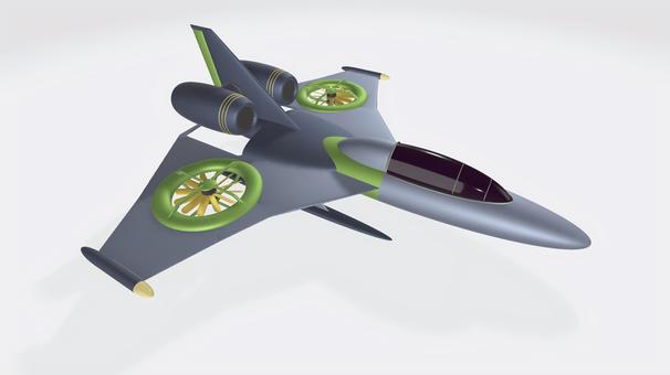 ツインローターツインジェット偵察機③ 戦闘機,偵察機,コックピット,ジェット,ブースター,ローター,パワーノズル,垂直尾翼,デルタ翼,sfのイラスト素材