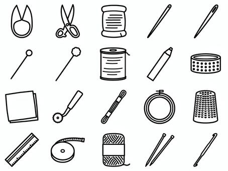 Illustration, thread scissors, bleached scissors, hand-sewn shito, 