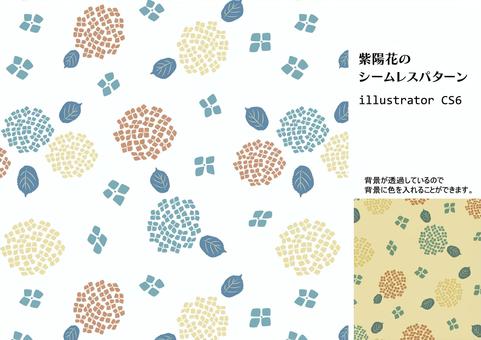 紫陽花のシームレスパターン　レトロ あじさい,紫陽花,梅雨,パターン,シームレス,花,葉,植物,6月,背景のイラスト素材