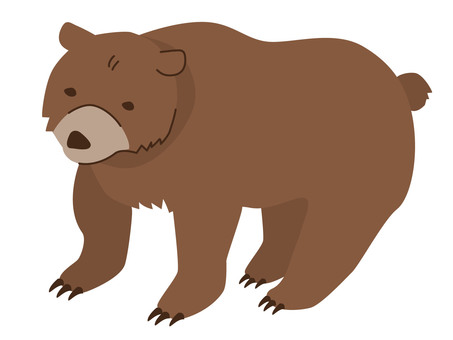 1頭のヒグマ（全身） 熊,ヒグマ,野生,1頭,全身,動物,生き物,哺乳類,親熊,母熊のイラスト素材