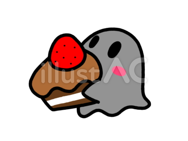 おばケーキ　茶　黒 ゴースト,ケーキ,ハロウィンのイラスト素材