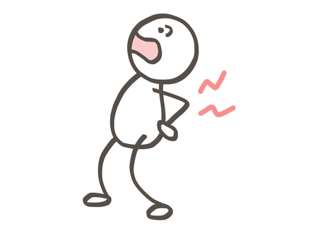 棒人間　突然の腰痛に痛い 棒人間,人,腰,痛い,ギックリ腰,腰痛,ズキズキ,神経痛,疲れ,姿勢のイラスト素材