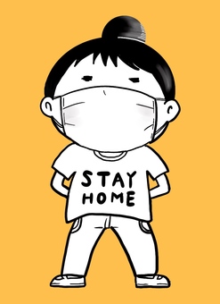 Illustration, mask, self-restraint, stay home, 
