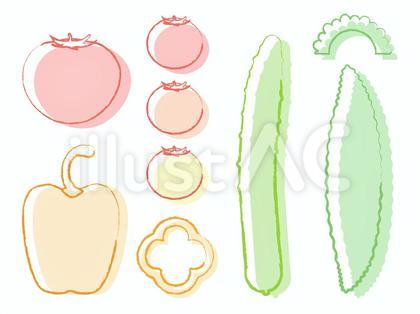 夏野菜 イラスト 手書き風 セット