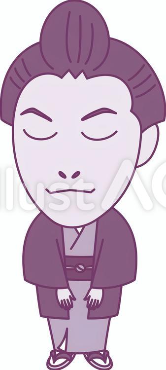 着物　女性　挨拶 着物,女性,おじぎのイラスト素材